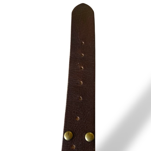 Linea Pelle Vintage Leather Belt Distinctive Studded Riveted Brass Detail XL - Picture 10 of 11